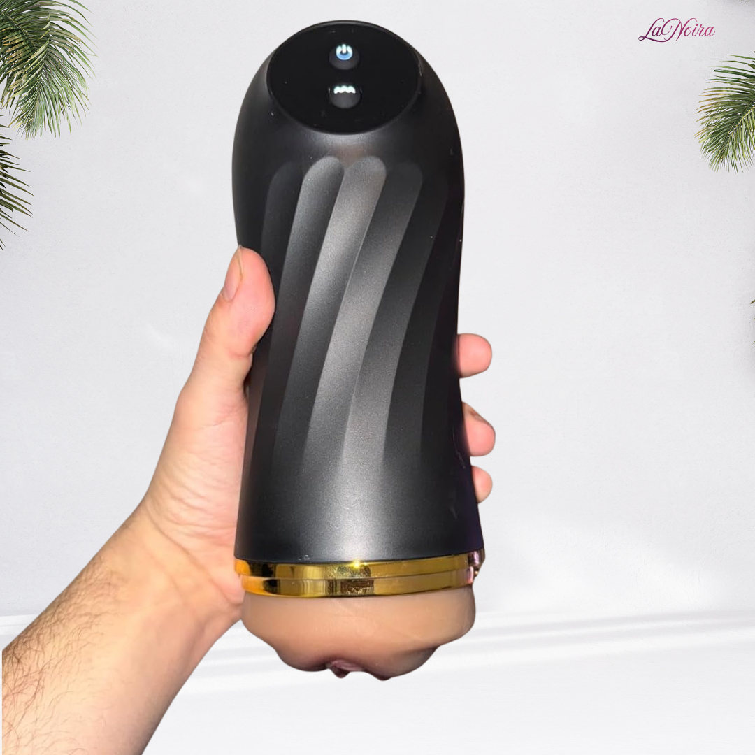 Signature Pulse vibrating pleasure cup unboxing with storage case, instruction manual, USB cable, lubricant, and accessories