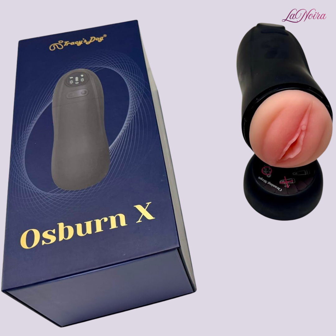 Tracy’s Dog Osburn X pleasure cup displayed beside retail box highlighting product design