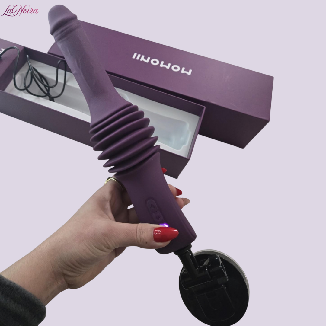 LaNoira Accordia thrusting dildo machine kit including device, suction cup mount and usage examples