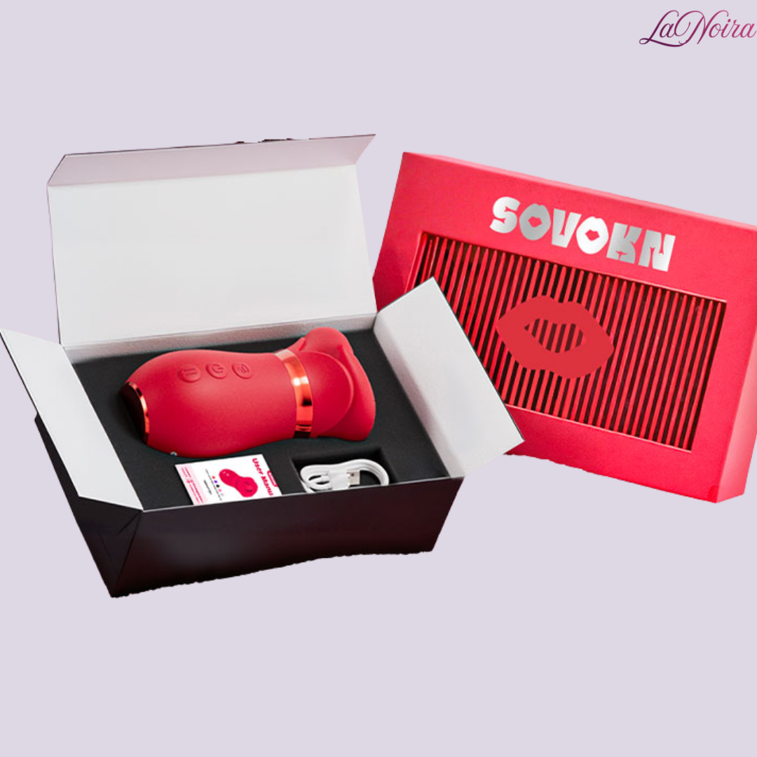 LaNoira Lingua Pulse smart tongue vibrator displayed inside open retail box