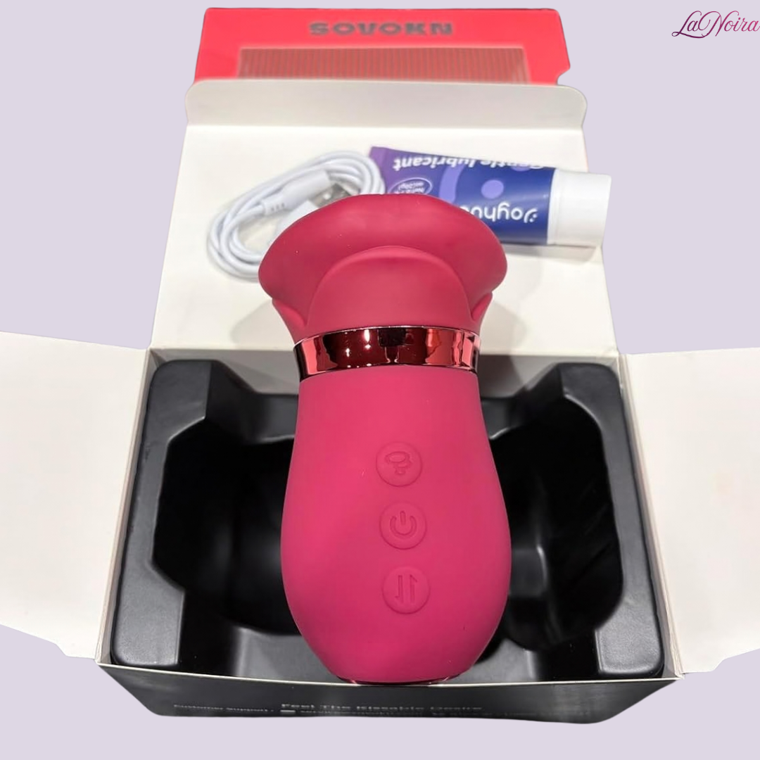 LaNoira Lingua Pulse smart tongue vibrator placed in packaging tray