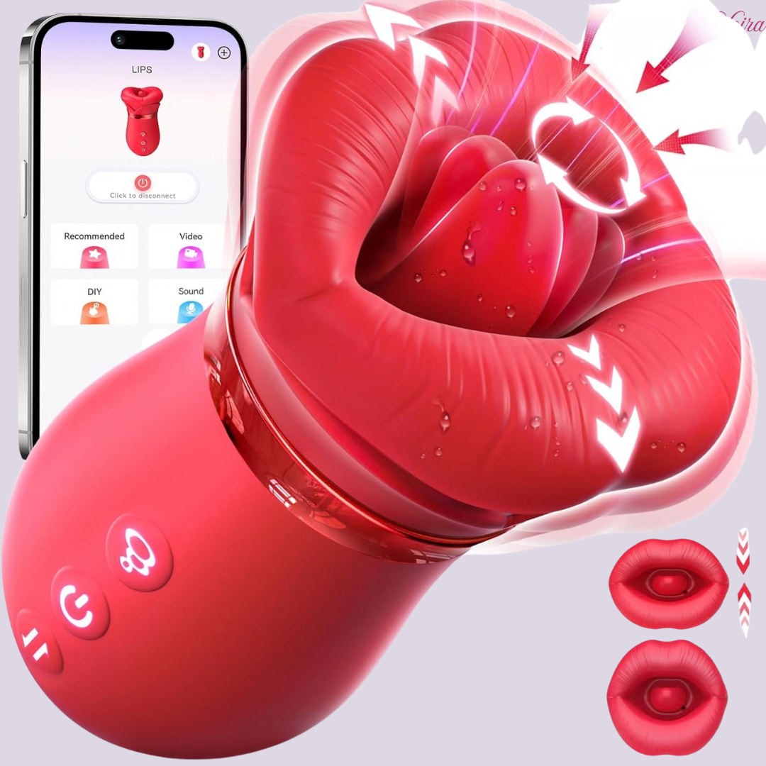 LaNoira Lingua Pulse app controlled smart tongue vibrator with mobile app interface illustration