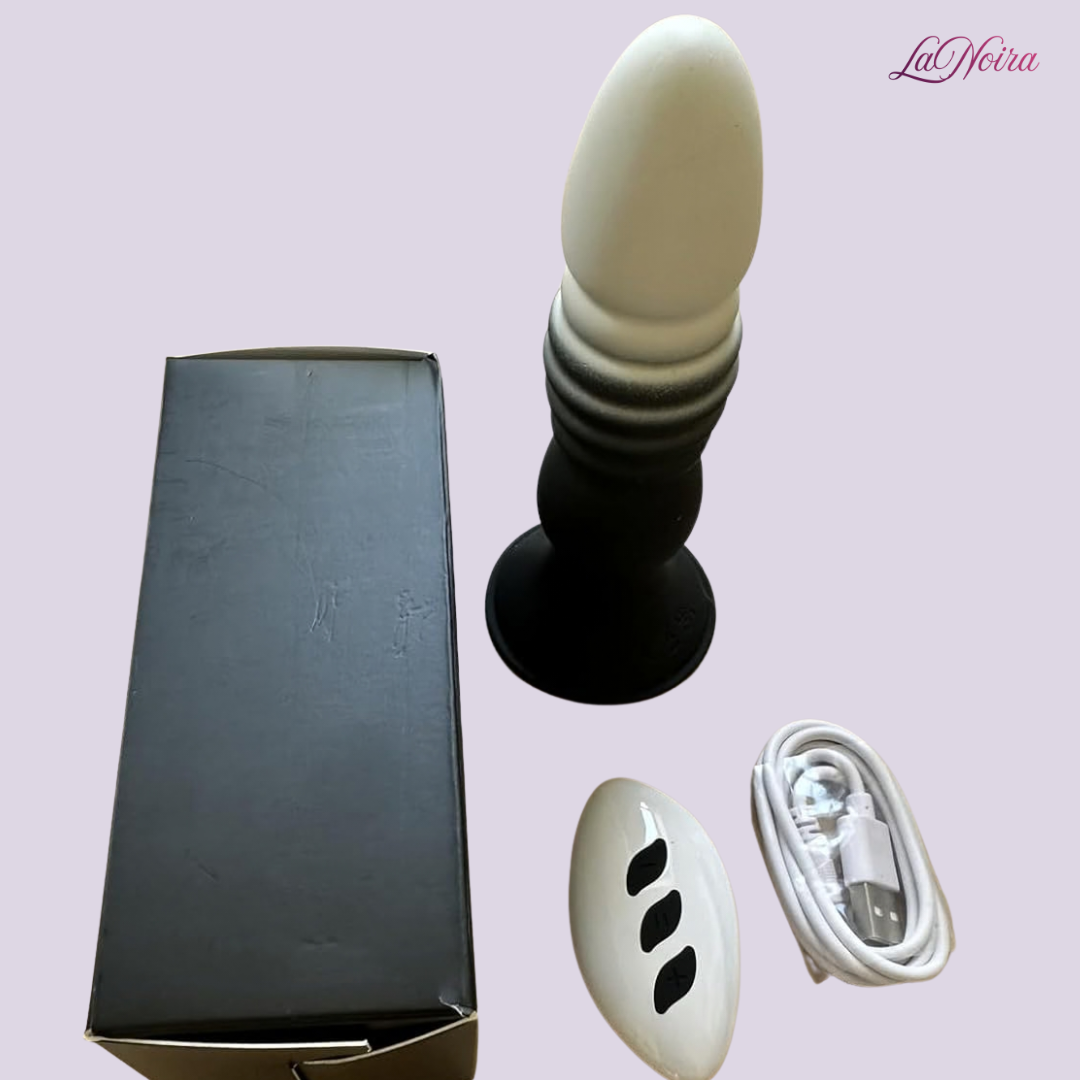 LaNoira RippleThrust thrusting anal plug kit including plug, wireless remote, USB charging cable, and retail box