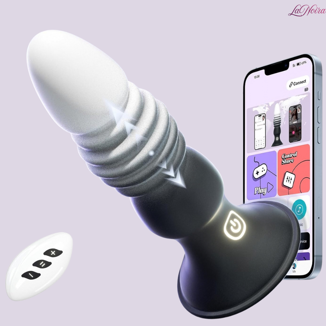 LaNoira RippleThrust app-controlled thrusting anal plug with smartphone app interface and wireless remote