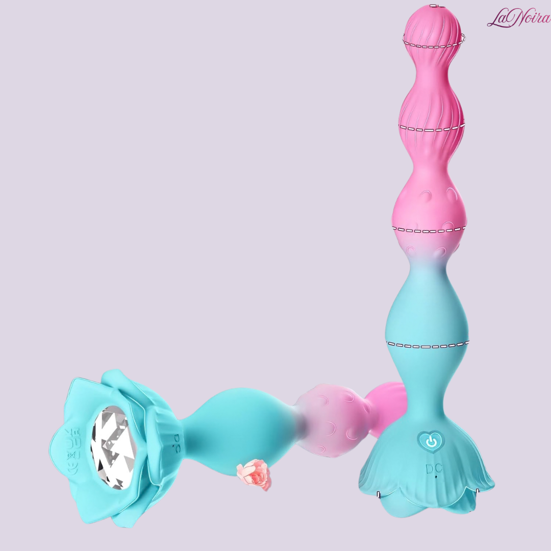 LaNoira Siren 36-mode vibrating anal beads showing multi-bead ergonomic design with textured sections