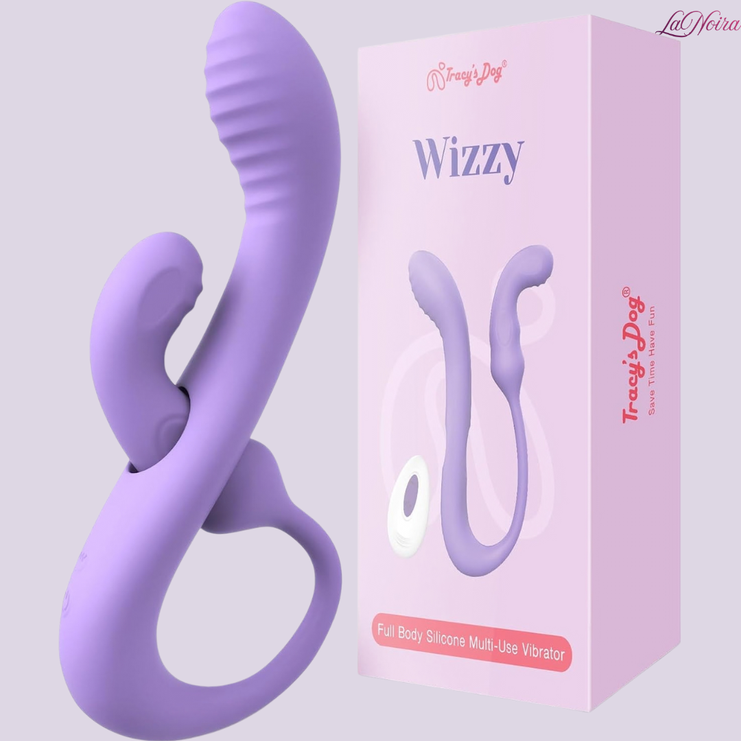 Tracy’s Dog Wizzy transformable rabbit vibrator – flexible purple silicone multi-use vibrator for dual stimulation