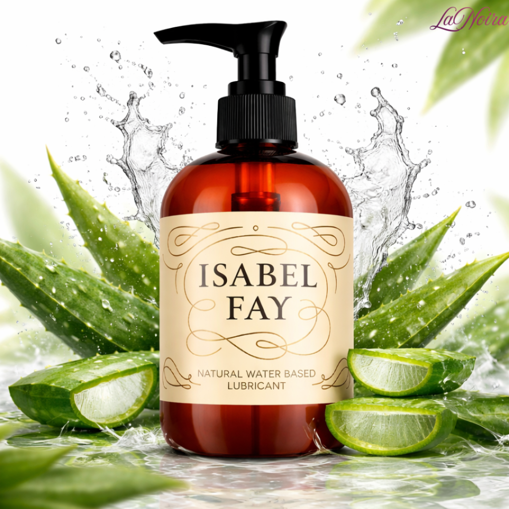 Isabel Fay natural water-based lubricant bottle with aloe vera and lime splash fresh concept