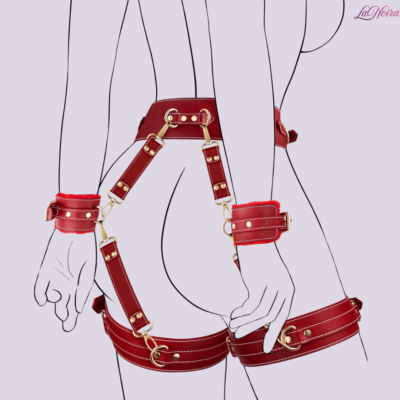 LaNoira CrimsonCore: 6-Piece Adjustable Waist Bondage System – Premium Red Leather