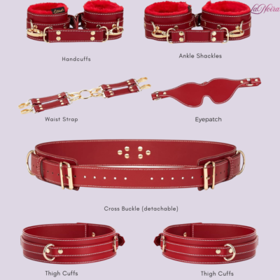 LaNoira CrimsonCore: 6-Piece Adjustable Waist Bondage System – Premium Red Leather
