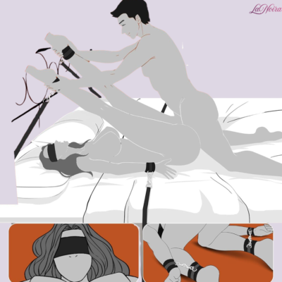 LaNoira Obsidian Bed Restraint: Adjustable Nylon Straps with Blindfold & Paddle