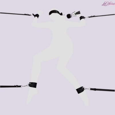 LaNoira Obsidian Bed Restraint: Adjustable Nylon Straps with Blindfold & Paddle