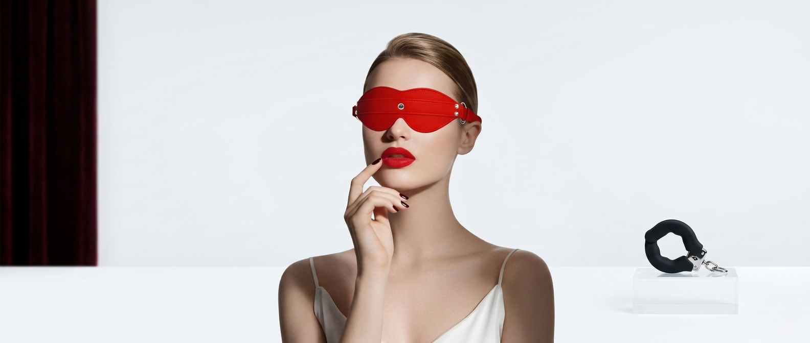 Premium leather bondage cuffs and silk blindfold — LaNoira