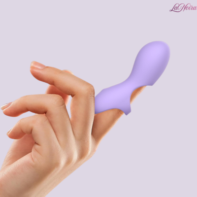 Wearable finger vibrator fitted on finger, curved ergonomic shape for precise external stimulation