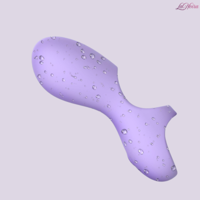 Water-resistant LaNoira finger vibrator with water droplets on surface, smooth silicone finish close-up