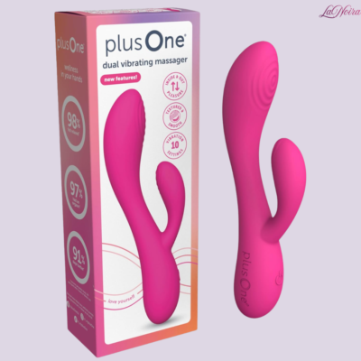 PlusOne Dual Rabbit Vibrator: 10-Mode Silicone Massager with Independent Dual Motors