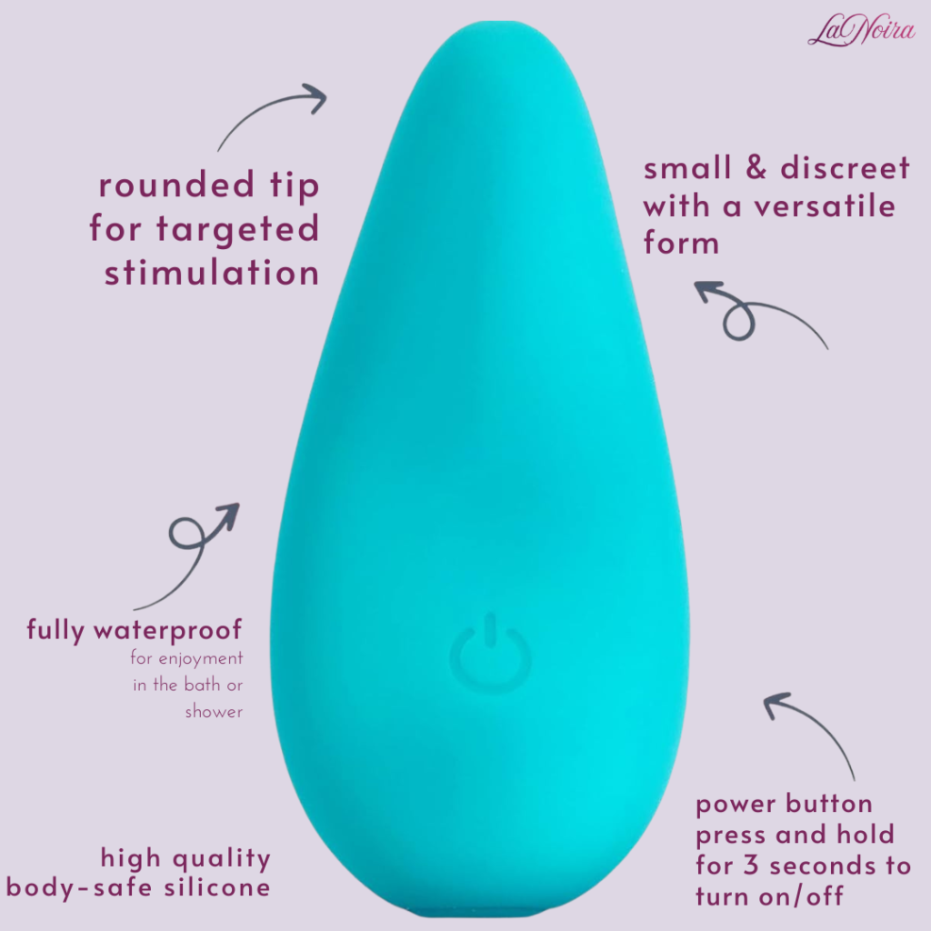 PlusOne mini massager vibrator compact teal design with rounded tip waterproof silicone body features