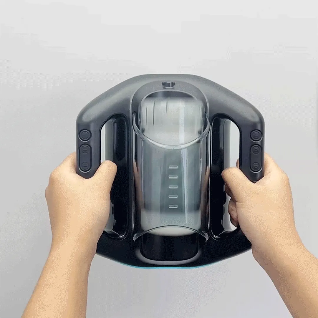 KAOTIK LABS Jetpack being held with both hands using the dual-grip design, showing independent left and right handle controls for pressure, rhythm, and movement.