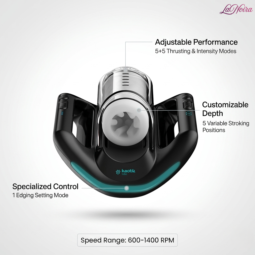Kaotik Labs Jetpack automated thrusting stroker highlighting adjustable performance modes, customizable stroking depth, edging mode, and speed range up to 1400 RPM – LaNoira India