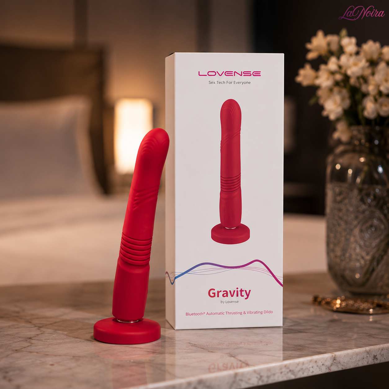 Lovense Gravity retail packaging featuring the automatic thrusting and vibrating G-spot massager with app-controlled functionality.
