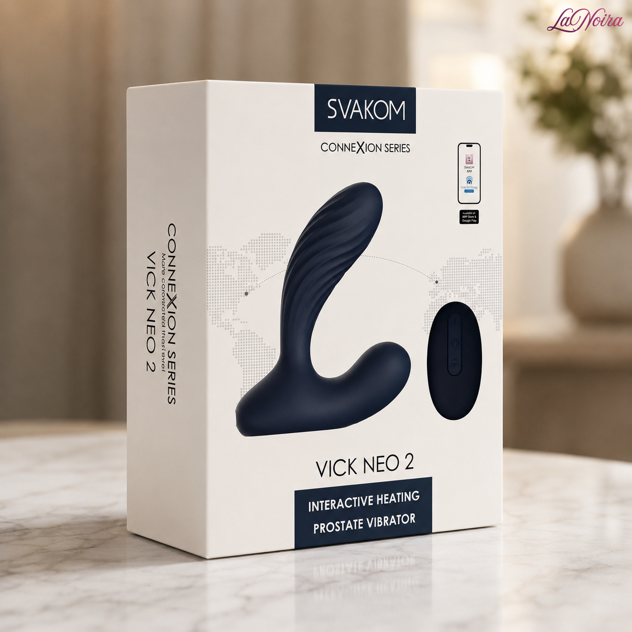 Svakom Vick Neo 2 app-compatible warming prostate massager retail packaging box - LaNoira